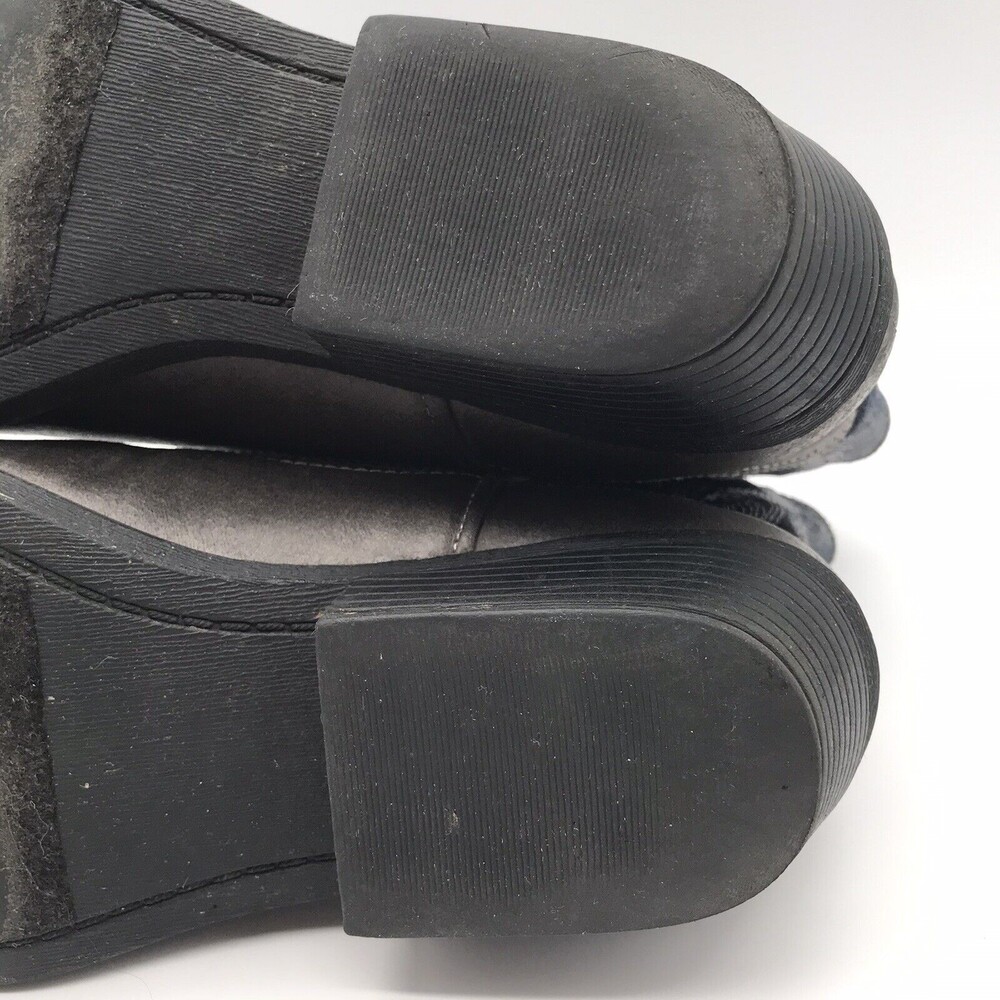 London Rebel Black Gray Embroidered Faux Leather Western Ankle Boots Women's 6M - Picture 10 of 10